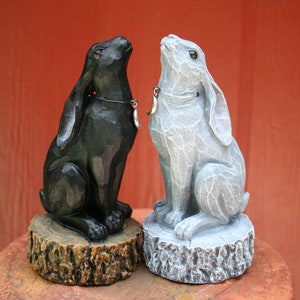 Moon Gazing Hare Statue Traditional Style March Hare Ornament Concrete Lunar Hare Garden Decoration image 9