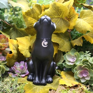 Moon Gazing Cat Lucky Lunar Black Cat Sculpture Concrete Garden Decor image 2