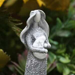 Moon Goddess Statue, Lunar Goddess Tea Light Holder, Goddess Holding Crescent Moon Concrete Statue image 3