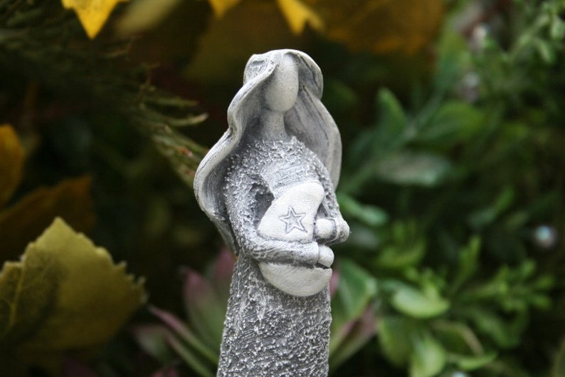 Moon Goddess Statue, Lunar Goddess Tea Light Holder, Goddess Holding Crescent Moon Concrete Statue image 3