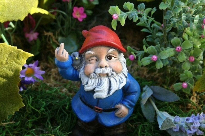 Garden Gnome Flipping The Bird Concrete Rude Gnome Statues For Etsy