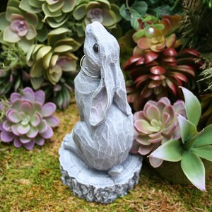 Moon Gazing Hare Statue Traditional Style March Hare Ornament Concrete Lunar Hare Garden Decoration image 4