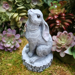 Moon Gazing Hare Statue Traditional Style March Hare Ornament Concrete Lunar Hare Garden Decoration image 1