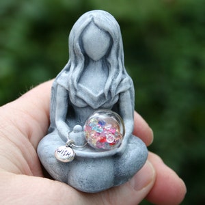 Goddess Statue - Mini Wishing Goddess Figurine - Unique Cerridwen & Magical Cauldron of Knowledge