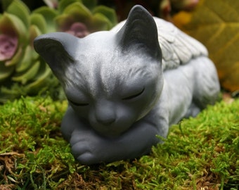 Cat Angel - Siamese Cat Statue - Pet Memorial - Cat Sculpture - Concrete Garden Art