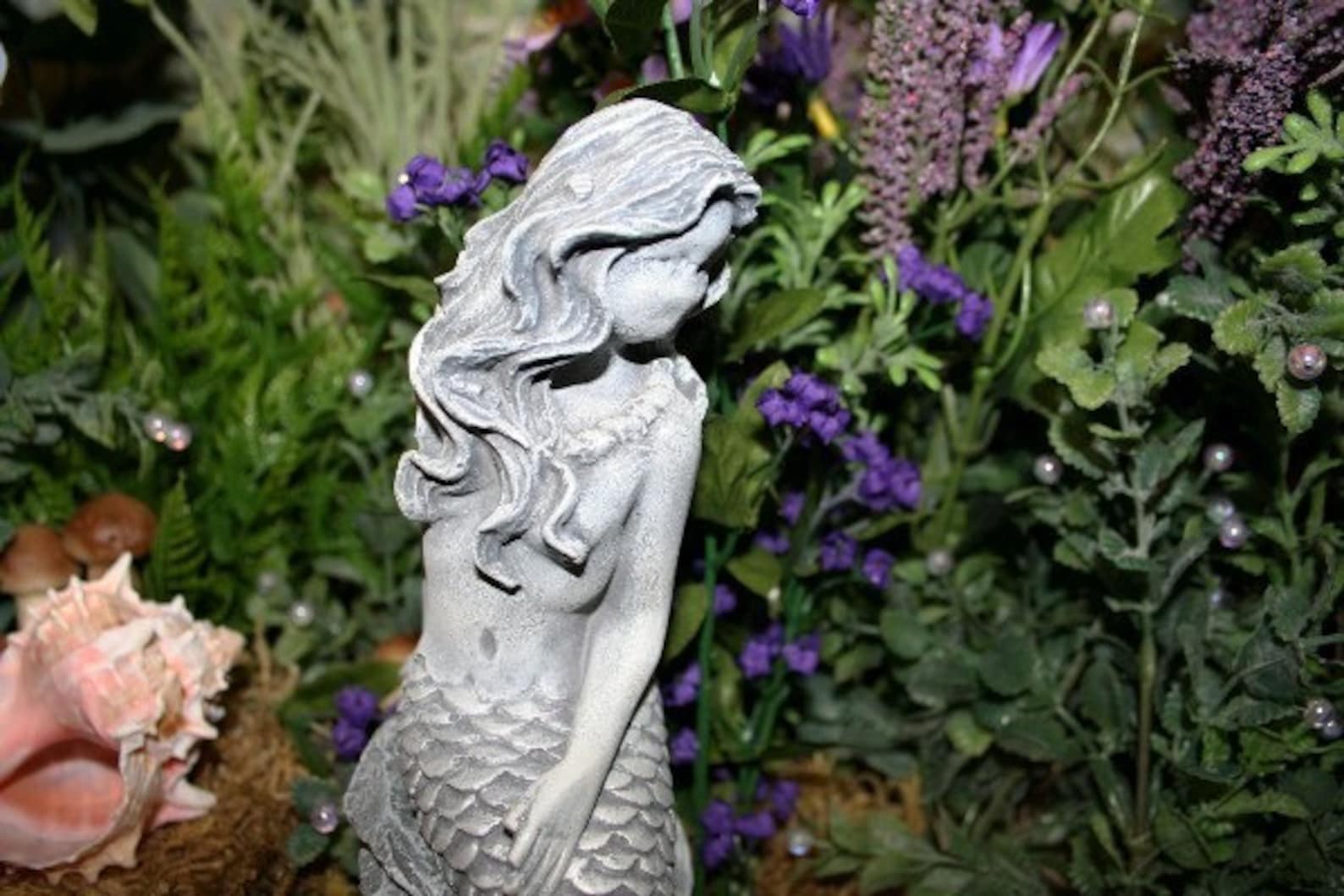 MERMAID CEMENT STATUE POND FAIRY GARDEN CONCRETE FIGURINE Etsy
