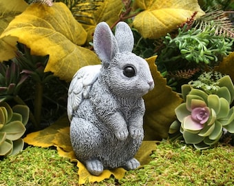 Angel Bunny Statue - Bunny Memorial Statue - Rabbit Angel Garden Statue Made of Solid Concrete - Concrete Bunny