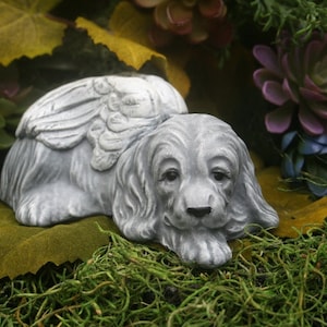 Cocker Spaniel Angel Dog Statuel, Brittany, King Charles, Concrete Garden Decor