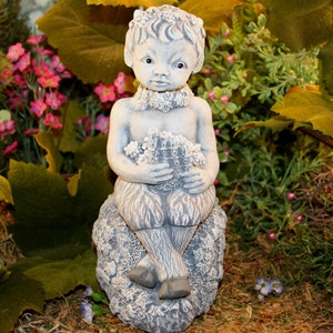 Pan Statue Concrete Baby Satyr Faun Pagan God Playing His Flute image 2