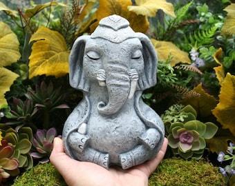 Ganesha Statue - Zen Elephant Doing Yoga & Meditating - Concrete Ganesh - Fat Buddha Elephant - Yoga Elephant - Garden Ganesha