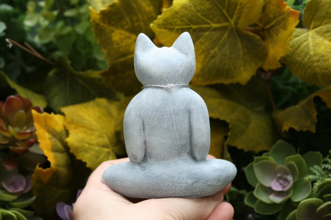 Buddha Cat Statue Meditating Zen Cat Statue With Namaste Etsy