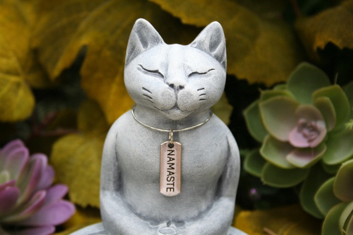 Buddha Cat Statue Meditating Zen Cat Statue With Namaste Etsy