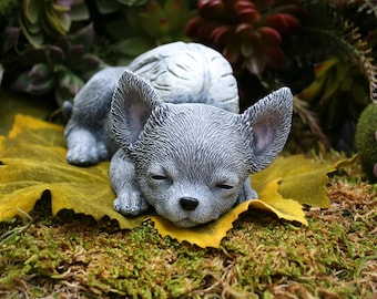 Chihuahua Angel Dog Statue - Concrete Chihuahua Statue - Sleeping Chihuahua Angel - Urn Companion or Outdoor Memorial