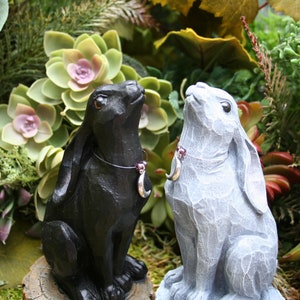 Moon Gazing Hare Statue Traditional Style March Hare Ornament Concrete Lunar Hare Garden Decoration image 8