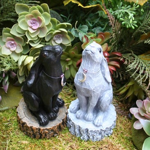 Moon Gazing Hare Statue Traditional Style March Hare Ornament Concrete Lunar Hare Garden Decoration image 7