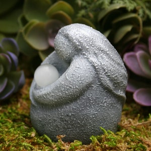 Moon Goddess Figurine Mini Selene Statue Cradling Genuine Selenite Bead Stone Full Moon In Her Arms image 3