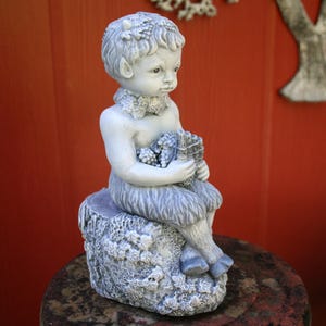 Pan Statue - Concrete Baby Satyr Faun Pagan God Playing His Flute
