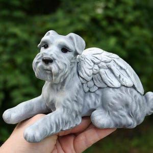 Schnauzer Dog Angel Statue - Pet Memorial - Concrete Garden Decor