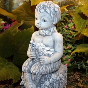 Pan Statue Concrete Baby Satyr Faun Pagan God Playing His Flute image 3