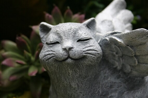 Angel Cat Statue Basking In The Sunshine Sleeping - Cat Garden Statue Australia Angel Cat Statue Basking In The Sunshine Sleeping - Cat Garden Statue Australia