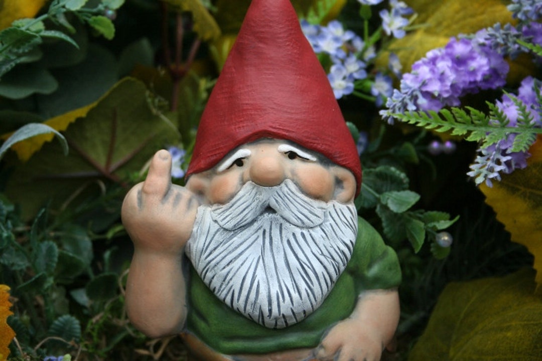 Rude Garden Gnome Flipping The Bird LARGE 7 INCHES TALL Naughty Gnome rude-garden-gnome-flipping-the-bird-large-7-inches-tall-naughty-gnome
