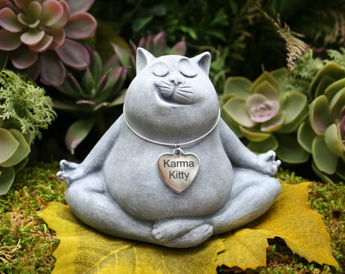 Yoga Cat Statue Fat Buddha Cat Karma Kitty in Lotus Etsy