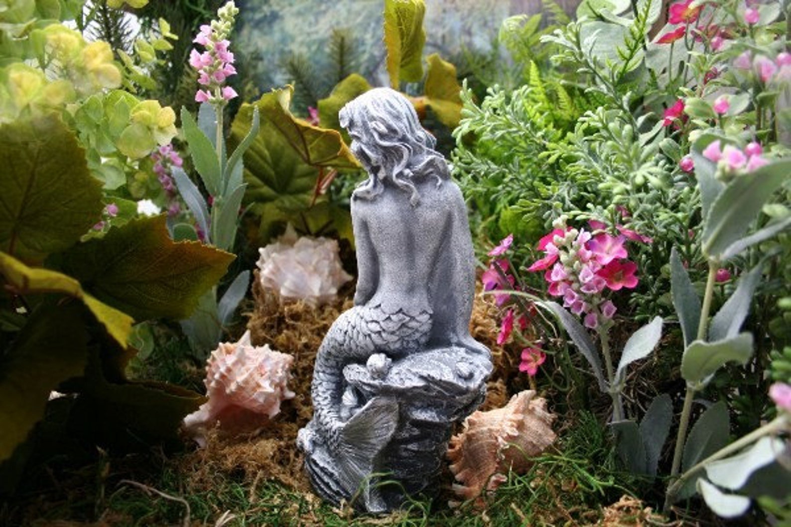 MERMAID GARDEN STATUES Siren Concrete Pond Sculpture Etsy