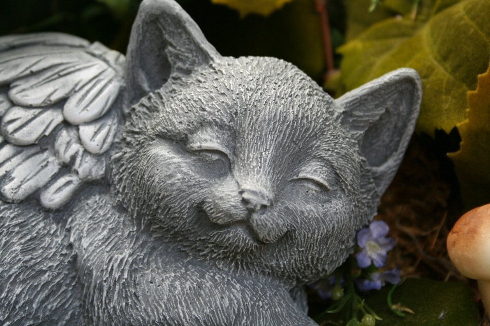 Cat Angel Statue Concrete Cat Memorial Sleeping Cat Angel Etsy