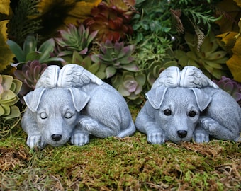 Jack Russell Terrier Memorial Statue - Jack Russell Angel Dog - JRT Concrete Dog Statue