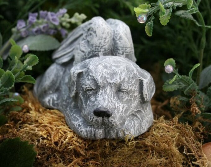 ANGEL DOG GARDEN STATUE Concrete Pet Memorial Puppy Etsy