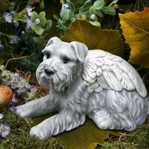 Schnauzer Dog Angel Statue - Pet Memorial - Garden Decor