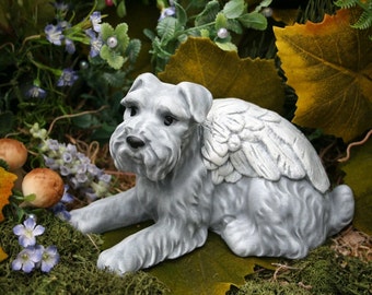 Schnauzer Dog Angel Statue - Pet Memorial - Garden Decor