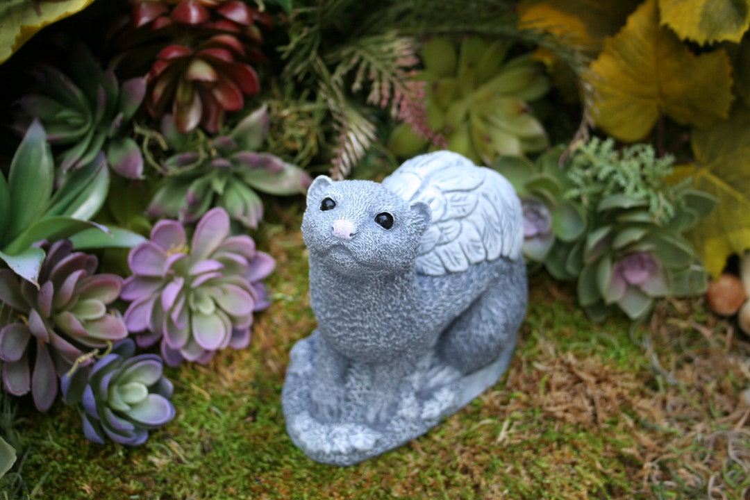 Ferret Angel Statue, Concrete Ferret With Angel Wings the Perfect Way