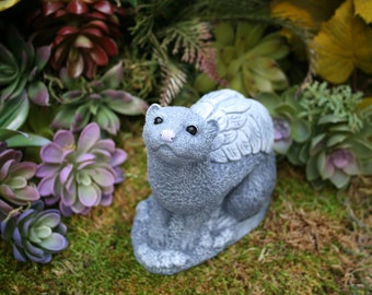 Ferret Angel Statue, Concrete Ferret with Angel Wings - the Perfect Way to Memorialize a Sweet Little Friend