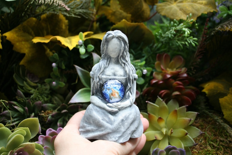 Earth Goddess Statue Gaia Statue 4 Tall Unique Mother Earth Altar Figurine image 2