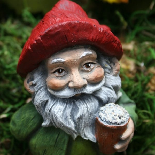 Beer Drinking Gnome - Funny Naughty Concrete Garden Gnome with Beer Mug