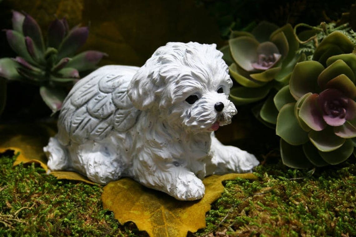 Maltese Dog Angel Statue Maltese Memorial Concrete Statue Etsy
