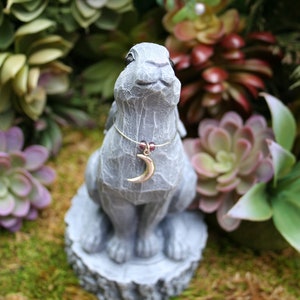Moon Gazing Hare Statue Traditional Style March Hare Ornament Concrete Lunar Hare Garden Decoration image 3