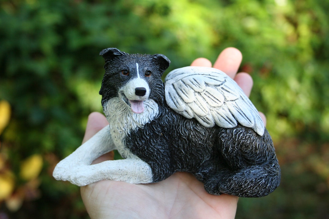 Border Collie Angel Statue Concrete Dog Memorial Border Collie
