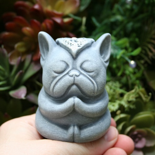 Buddha Dog Statue Zen Frenchie Mini Meditating French Etsy