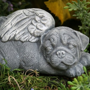 Angel Pug Statue - Pet Memorial Dog Garden Sculpture