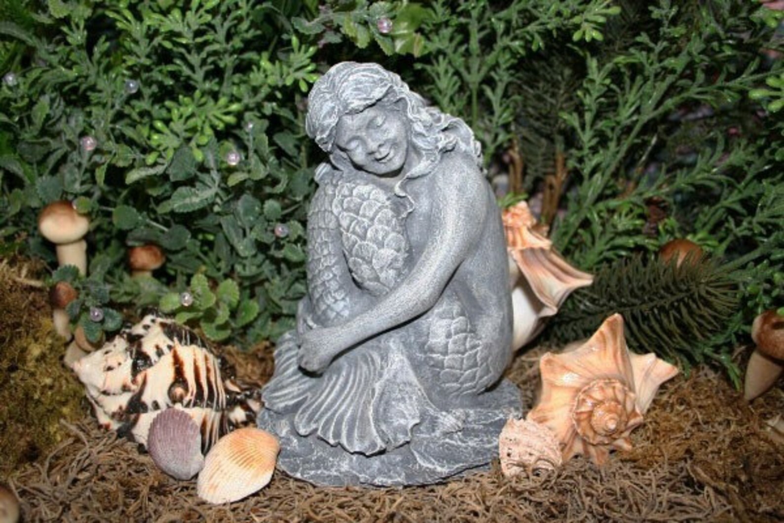 MERMAID CEMENT STATUE POND FAIRY GARDEN CONCRETE FIGURINE Etsy
