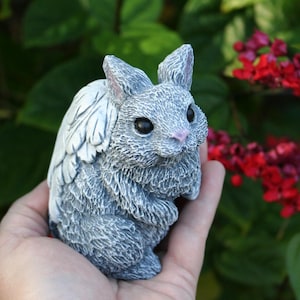 Angel Rabbit  - Bunny Angel Statue - Concrete Memorial Animal Garden Statues