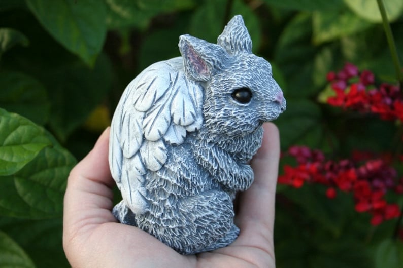 Angel Rabbit Bunny Angel Statue Concrete Memorial Animal Etsy