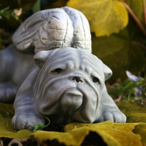 Angel Bulldog Garden Statues Concrete Bulldog Angel Dog Sculptures image 1