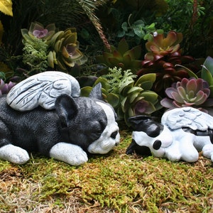 Boston Terrier Angel Statue Dog Angel Concrete Memorial image 5