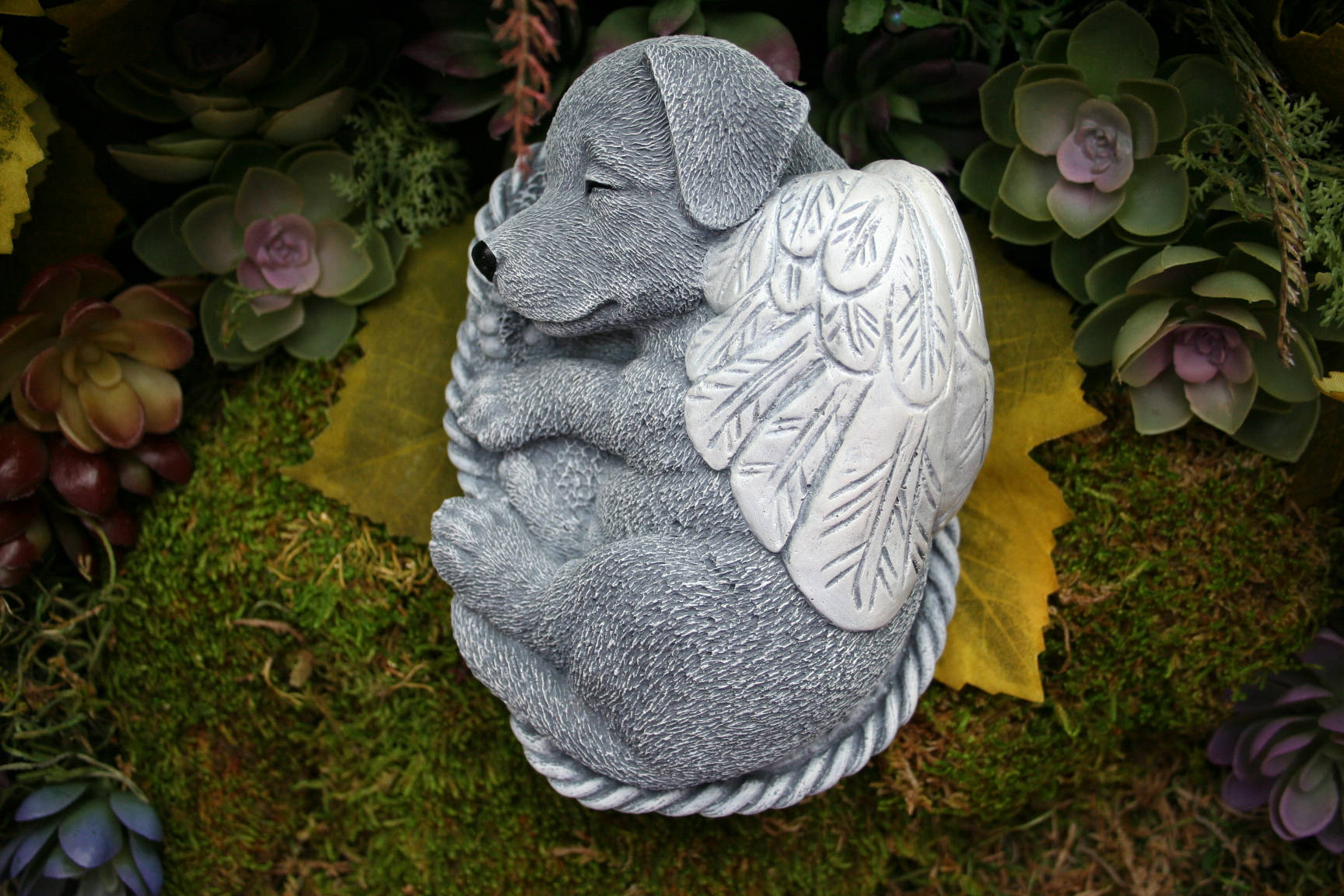 Angel Dog Statue Concrete Angel Dog Concrete Dog Memorial Etsy