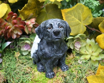 Dog Angel Memorial / Black Lab Concrete Statue Pet Marker