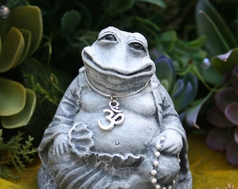 Zen Frog Statue - Meditating Frog Buddha - Yoga Frog Meditation - Feng Shui Concrete Garden Art