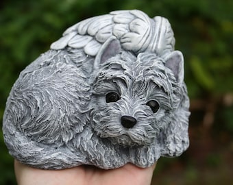 Yorkie Angel Dog Statue, Yorkshire Terrier or Silky Terrier